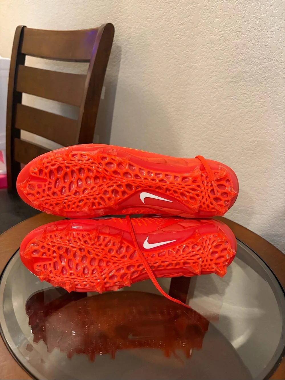Nike Men's Alpha Football Cleats in Bright Orange with White Swoosh